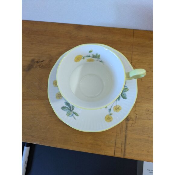 Queens Bone China Yellow Floral Teacup Saucer Rosina England Vintage Set - Picture 7 of 11